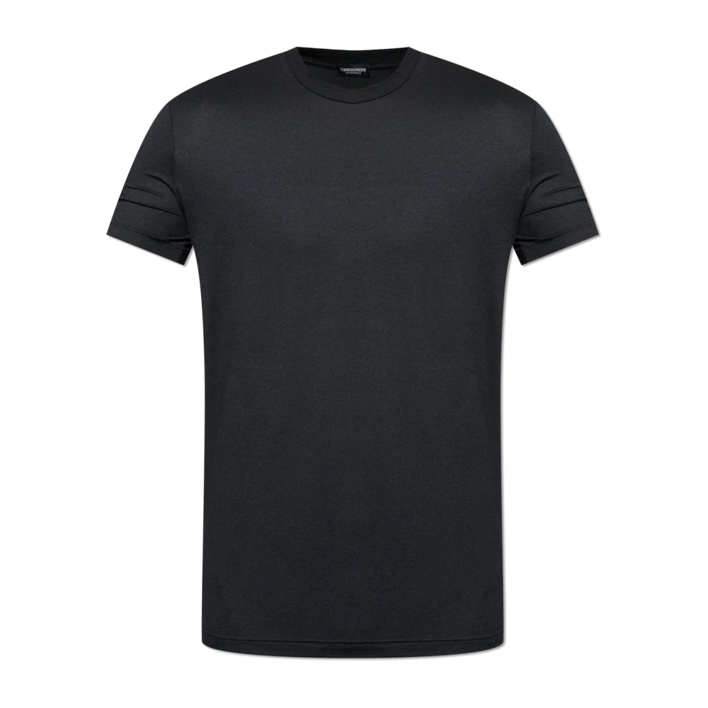 Dsquared2 Mannelijk Zwart Tops Heren, S, Katoen, T-Shirt In Lingerie-Stijl Met Ronde Halslijn