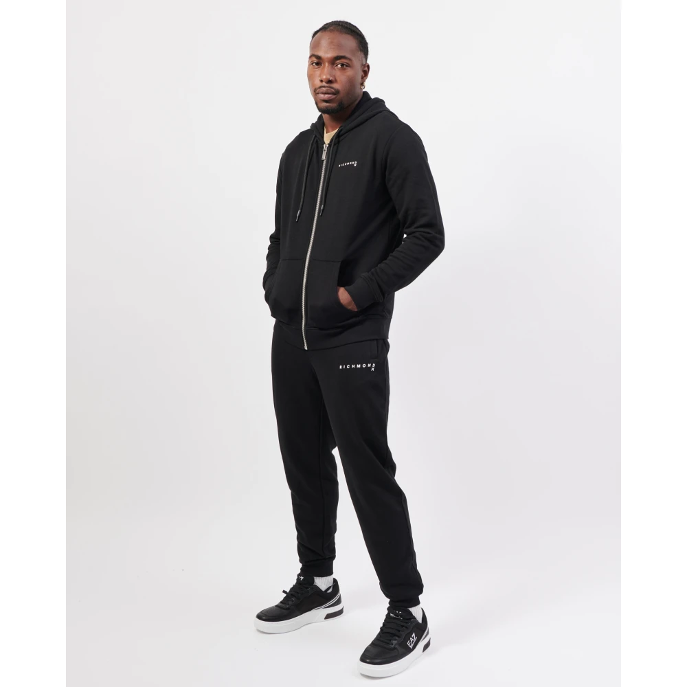 Richmond Zwarte Hoodie Sweater Fullzip Model Black Heren
