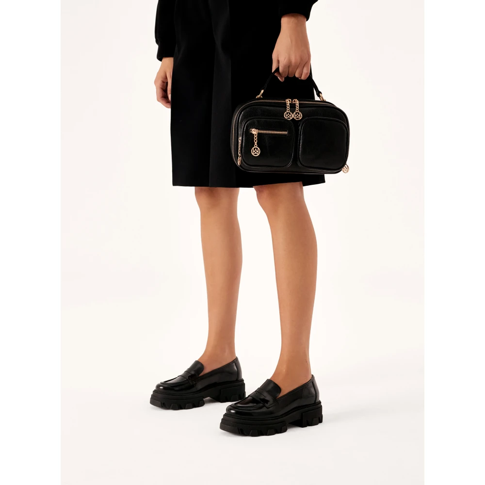 Kazar Zwarte leren handtas met ruim interieur Black Dames