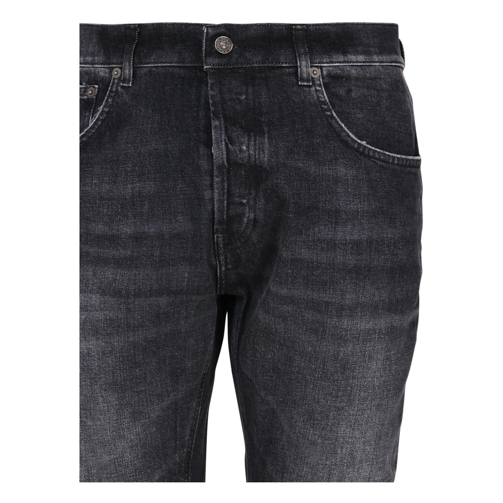 Dondup Zwarte Denim Katoenen Jeans Ritssluiting Black Heren