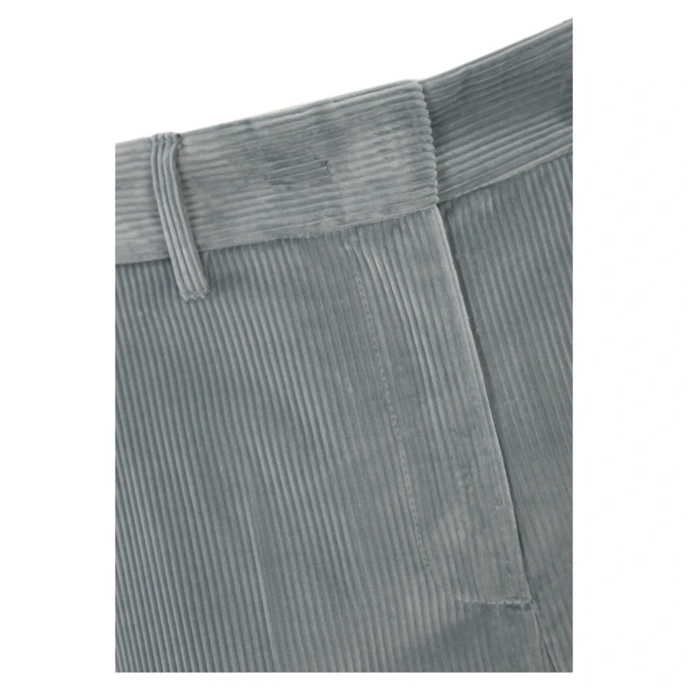 Max Mara Weekend Fluweel Geribbelde Katoenen Broek Blauw Blue Dames