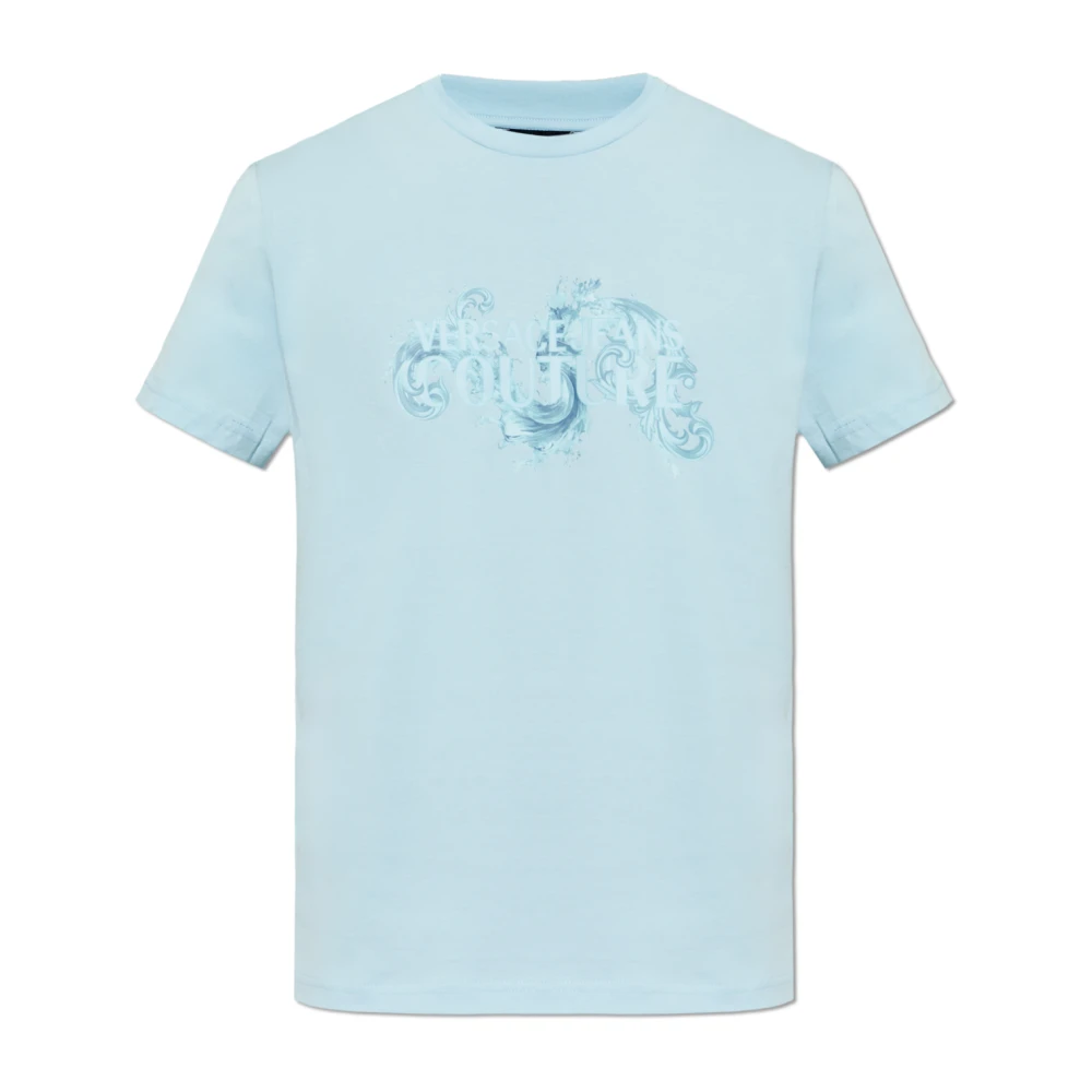 Versace Jeans Couture Mannelijk Blauw Tops Heren, Xl, Katoen, T-Shirt Met Print