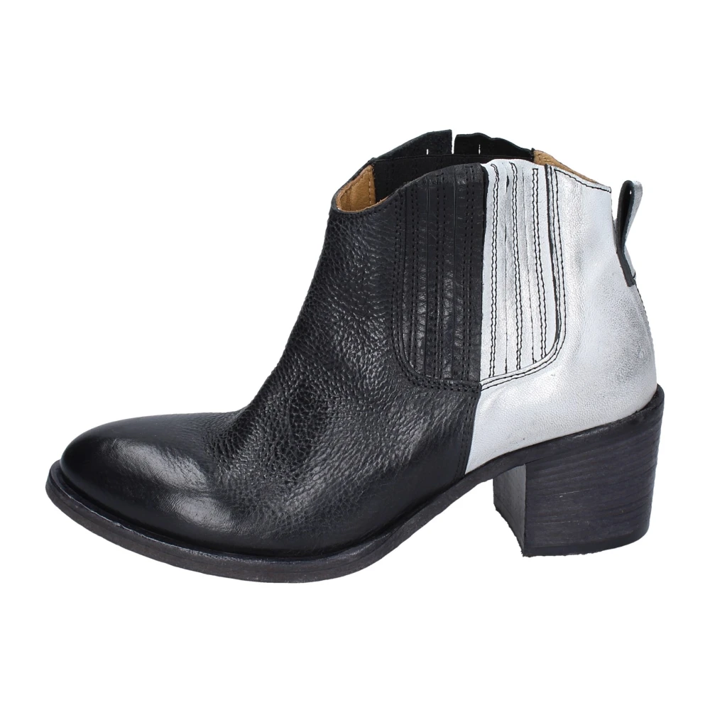 Moma Women's Black Cowboy & Biker Boots, 3 Uk, Vintage Leather Ankle Boots