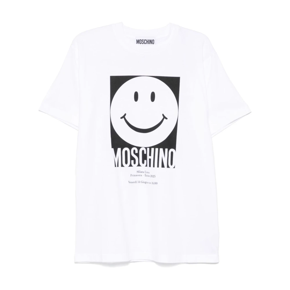 Moschino Smiley Samenwerking Wit Crew Neck T-shirt White Heren