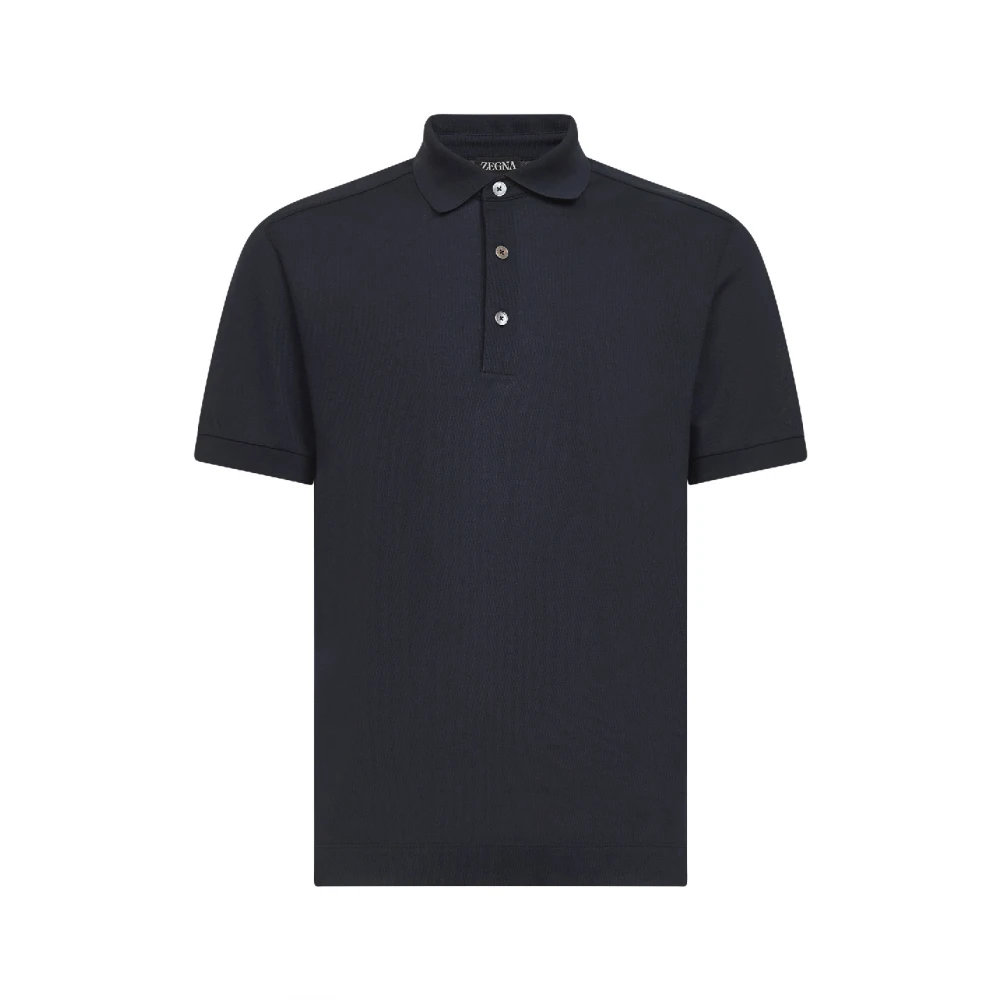 Zegna Men's Blue Polo Shirts, Xl, Cotton And Silk Polo
