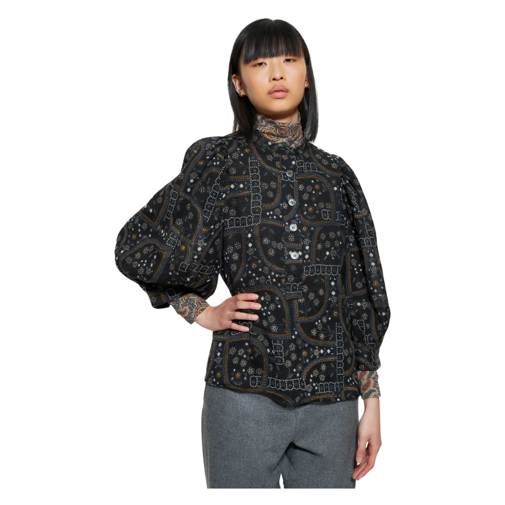 Antik batik Elie print blouse Black Dames