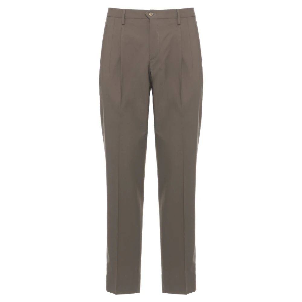 Briglia Brown Pleated Zip-Fastening Trousers - Male - Chinos - L - Trousers