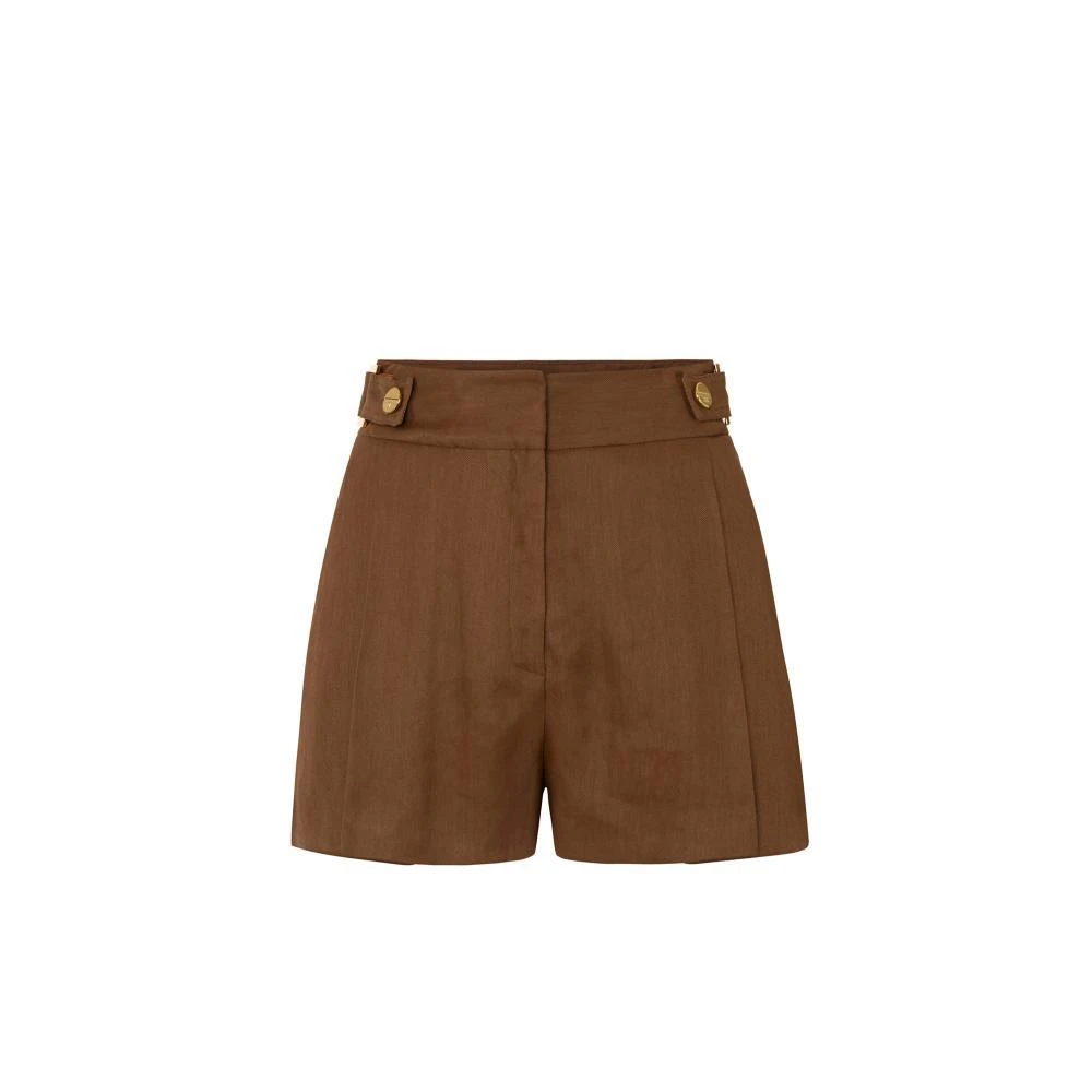 Elisabetta Franchi Brown Short Shorts, Female, M, Linen-Blend Shorts With Straps