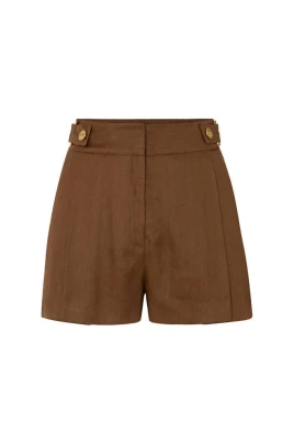 Linne-Blandade Shorts med Remmar