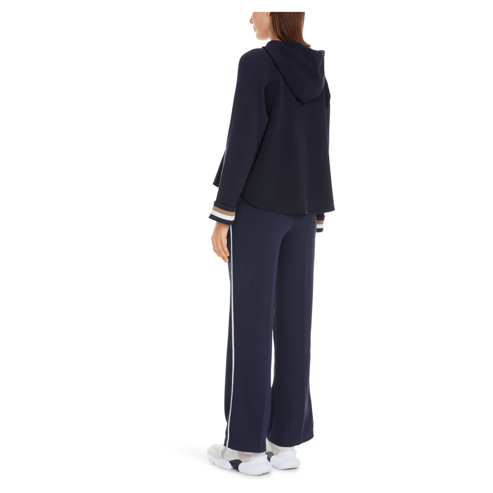 Marc Cain Elegant A-Line Hooded Sweatshirt Blue Dames