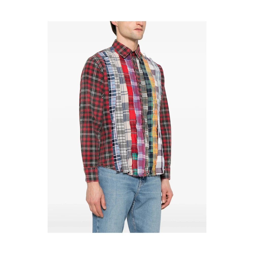 Needles Rood Knoopmanchet Patchwork Overhemd Multicolor Heren