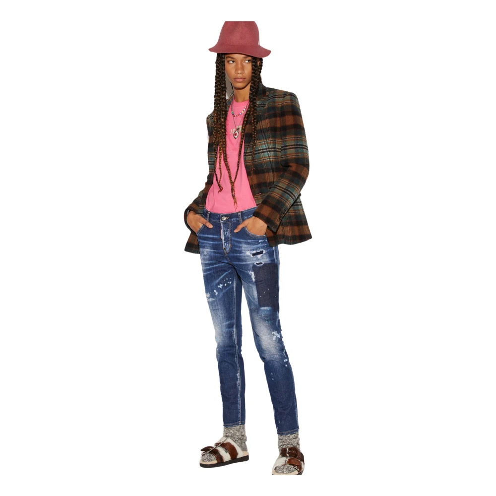 Dsquared2 Blauw & Groen Slim-fit Denim Jeans Blue Dames