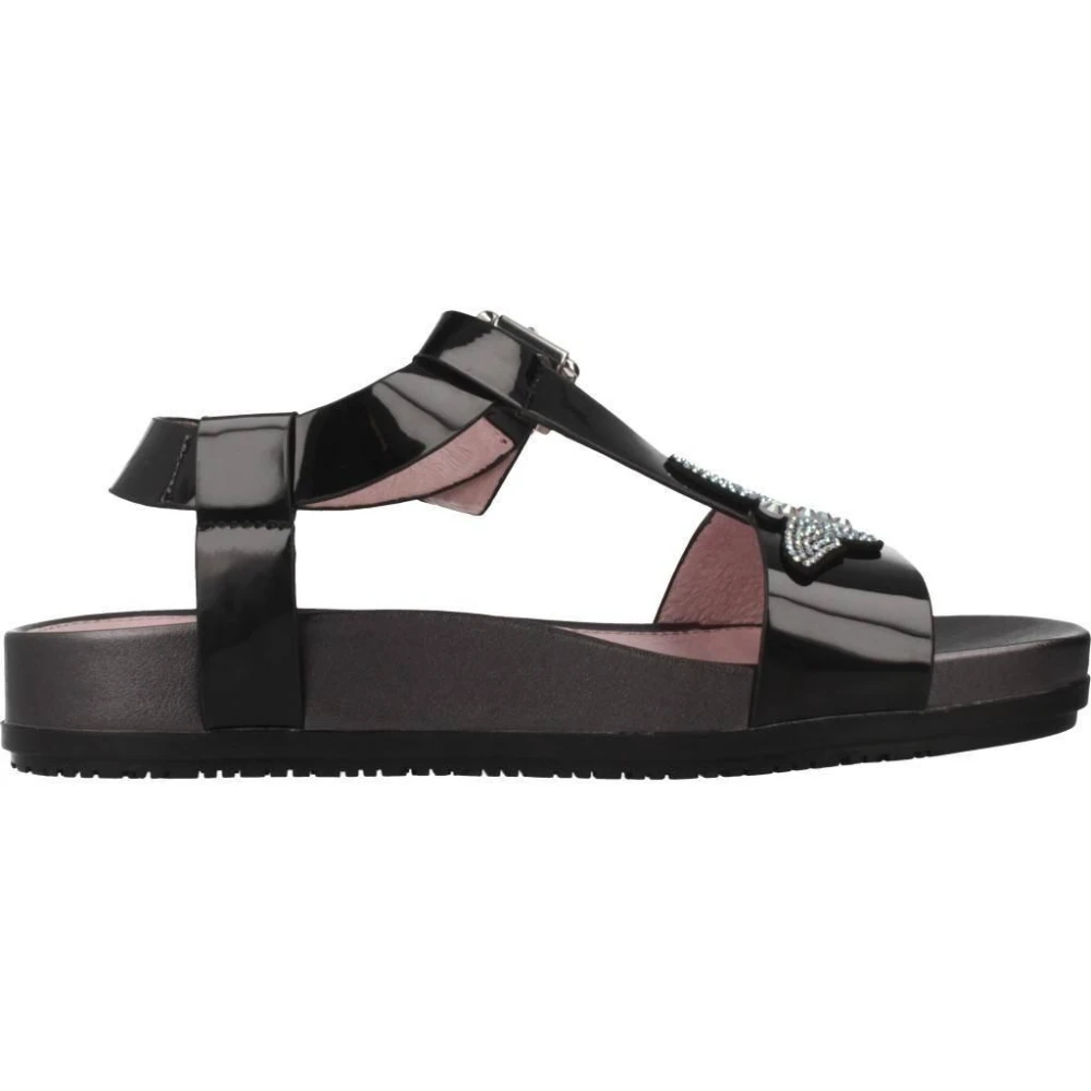 Stonefly Vrouw Zwart Schoenen Dames, 37 Eu, Stijlvolle Platte Sandalen Met Spiegeldetail