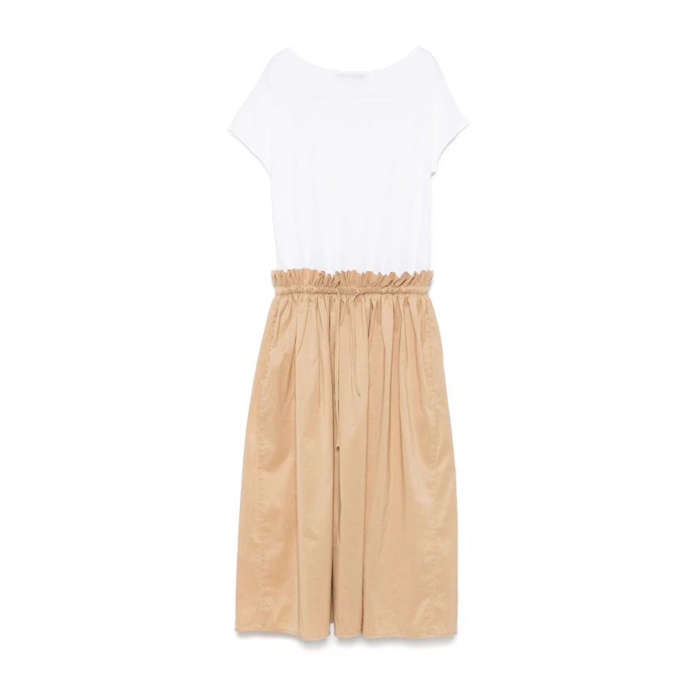 Fabiana Filippi Beige Jurk met Trekkoord Tailleband Beige Dames
