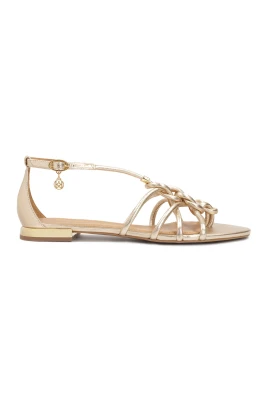 Guld flip flop sandaler med flätade remmar