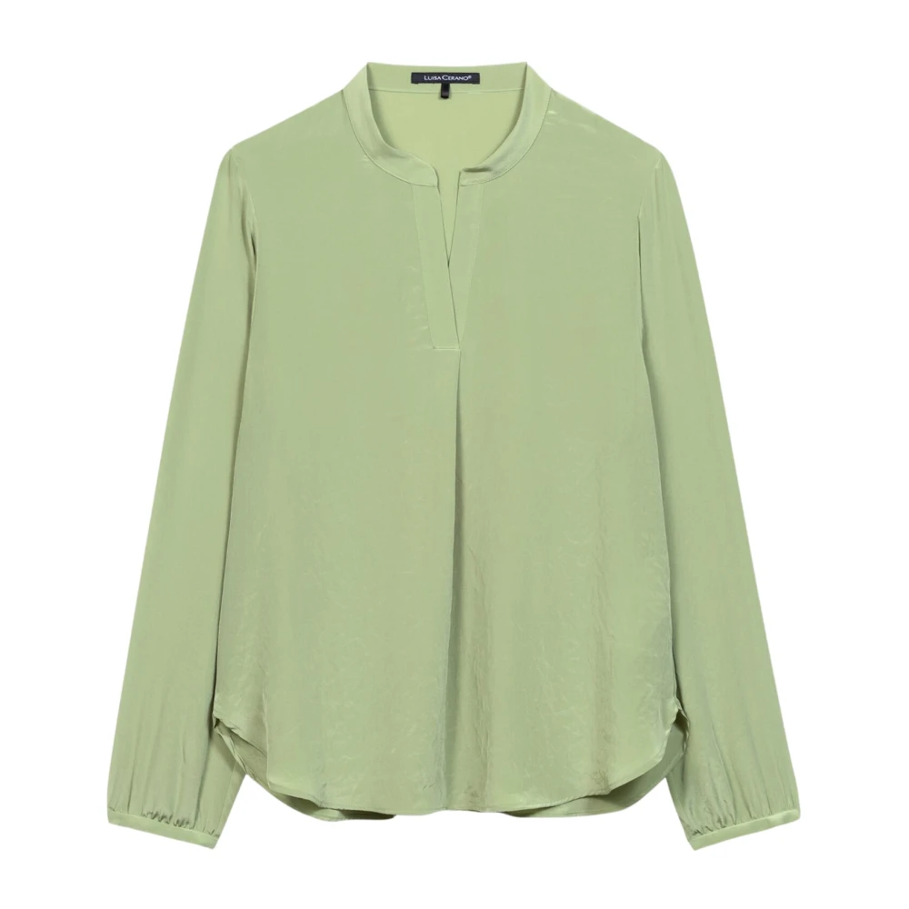 LUISA CERANO Zijden V-hals Tuniek Blouse Green Dames