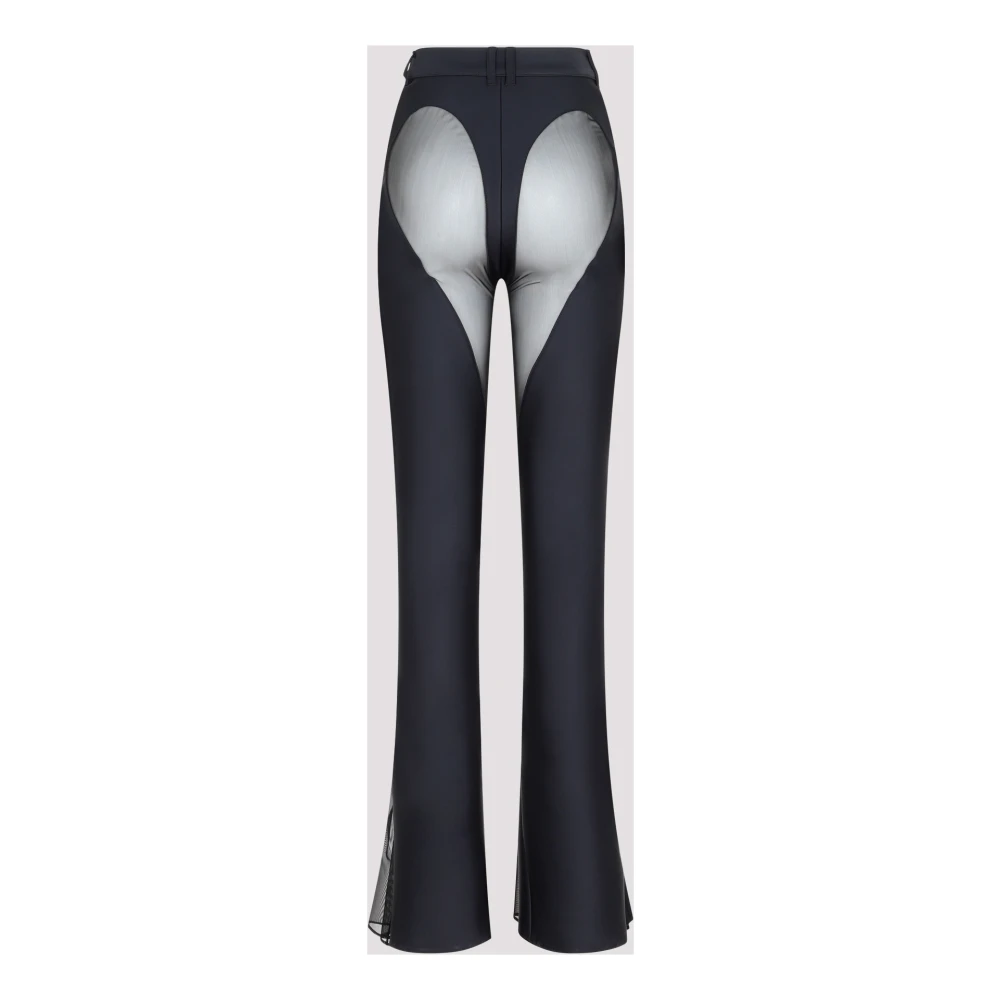 Mugler Zwarte Flare Leggings met Doorzichtige Panelen Black Dames