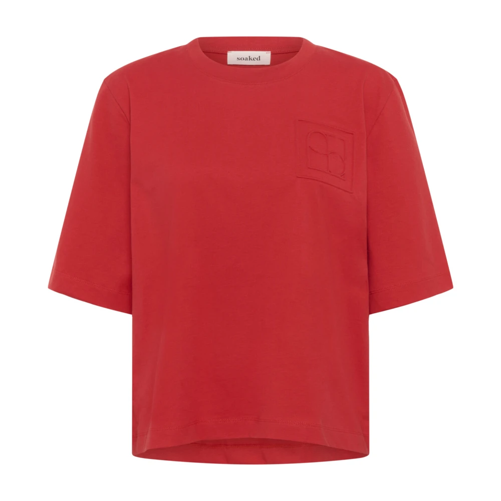 Soaked In Luxury Women's Red Logo Tee Top In Salsa - T-Shirts - S - Tops