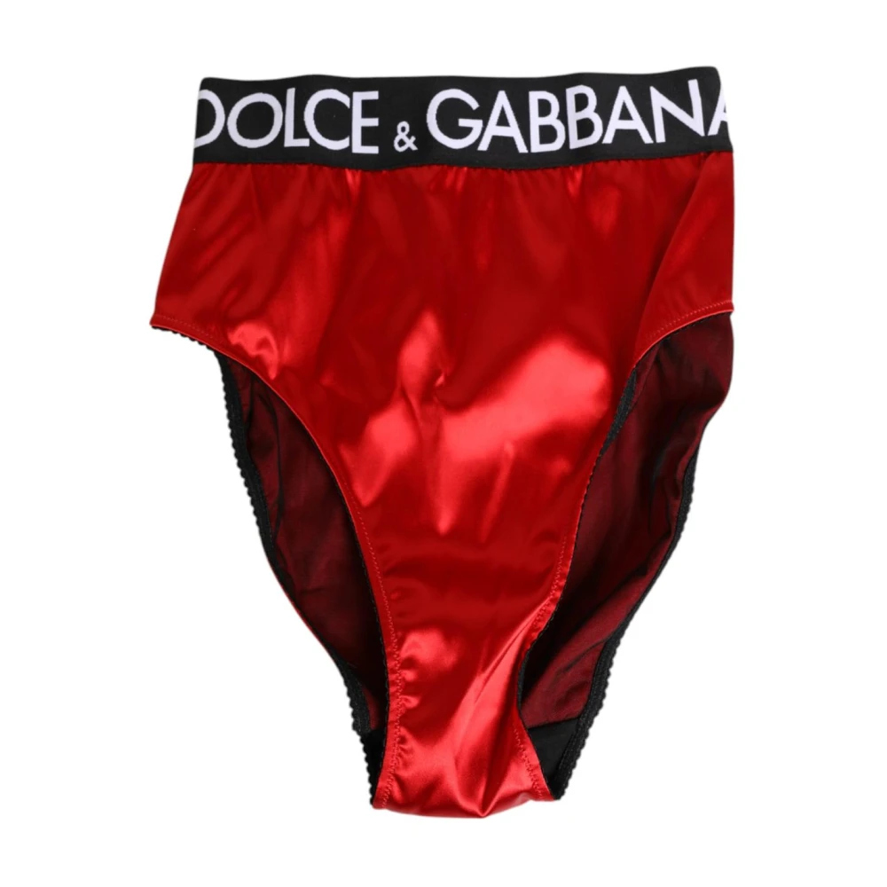 Dolce & Gabbana Red Luxurious Satin High-Waist Briefs - Female - Underpants - S - Underwear