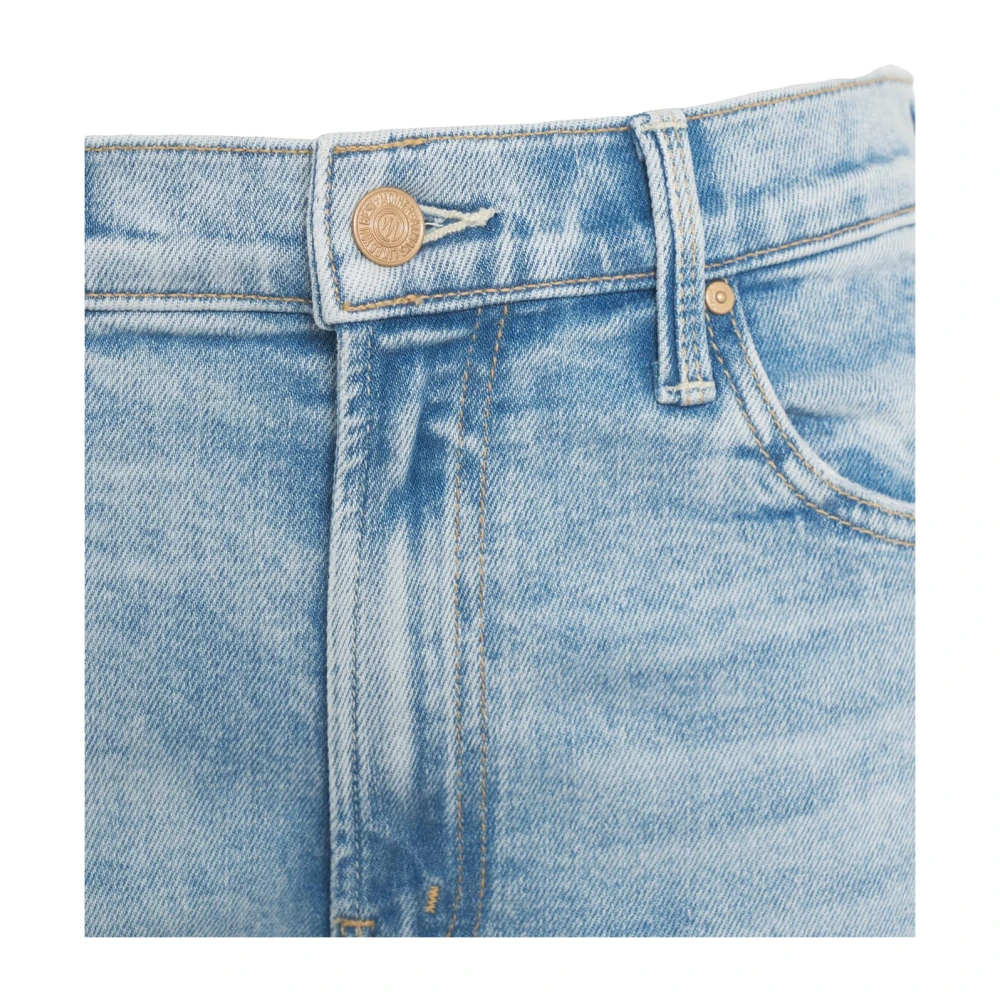 Mother Blauwe Straight-Leg Zip Enkel Jeans Blue Dames