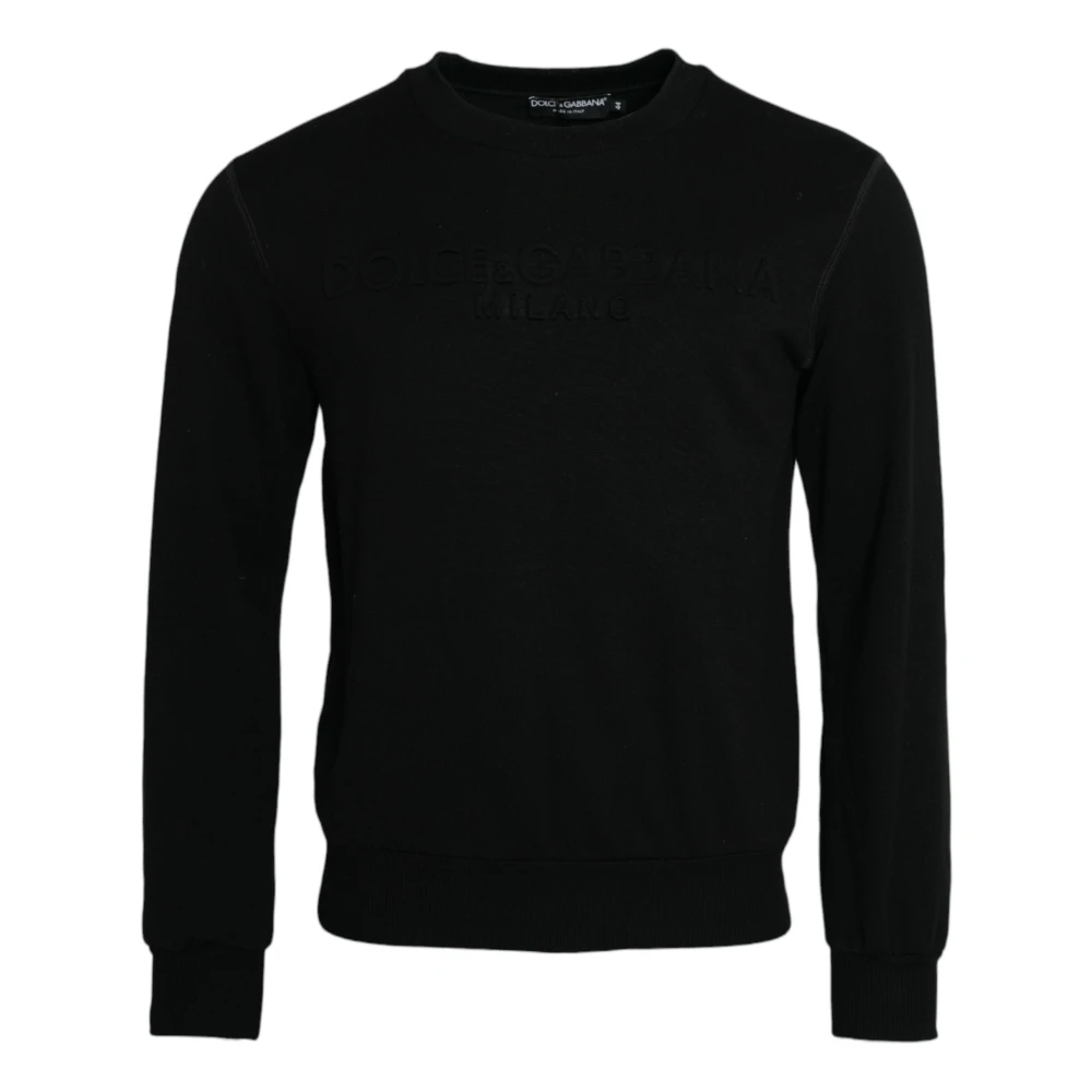 Dolce & Gabbana Black Sweatshirts, Male, Xs, Cotton Long Sleeves Sweatshirt Jumper