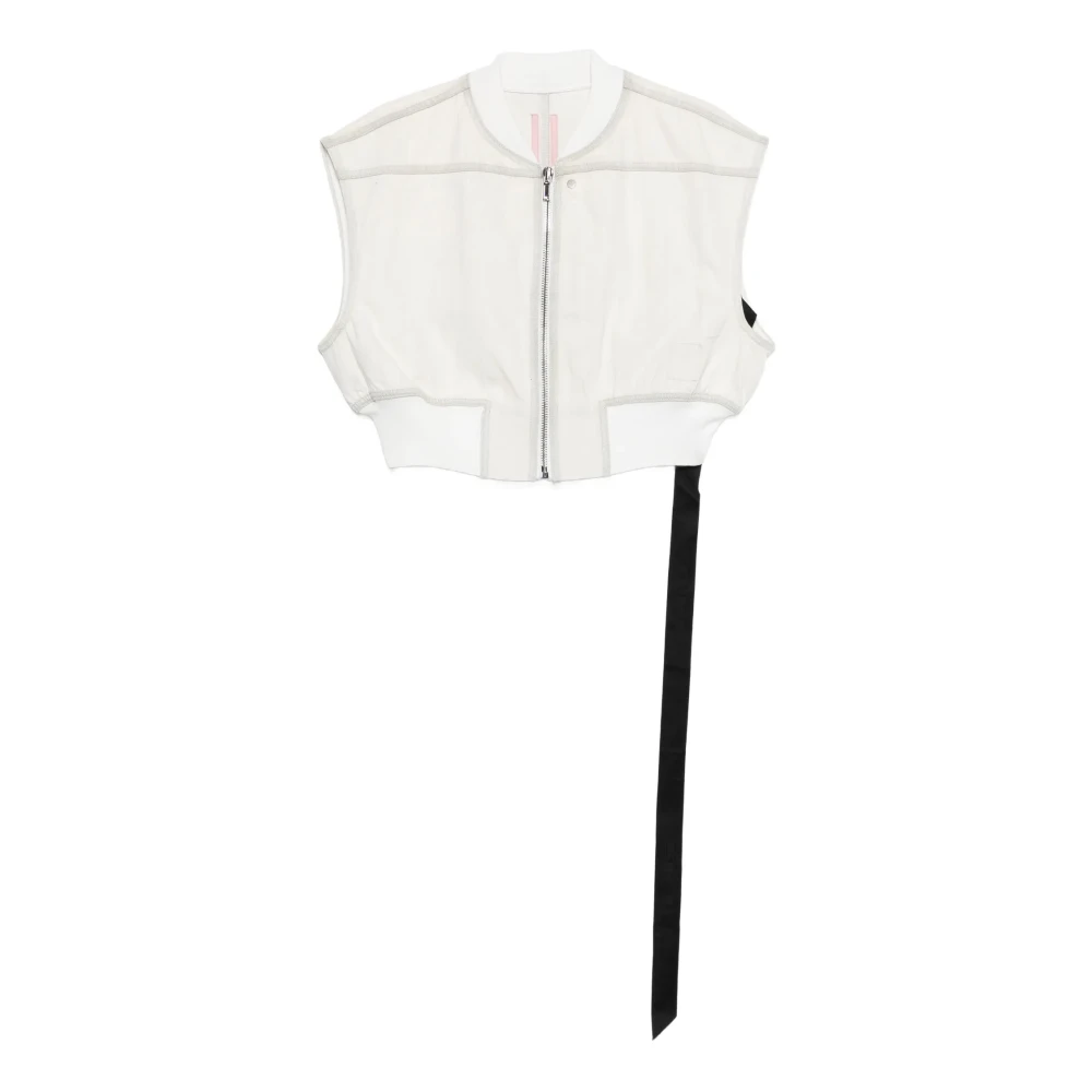 Rick Owens White Cropped Baseball-Collar Vest - Female - Waistcoats - Xs - Jackets
