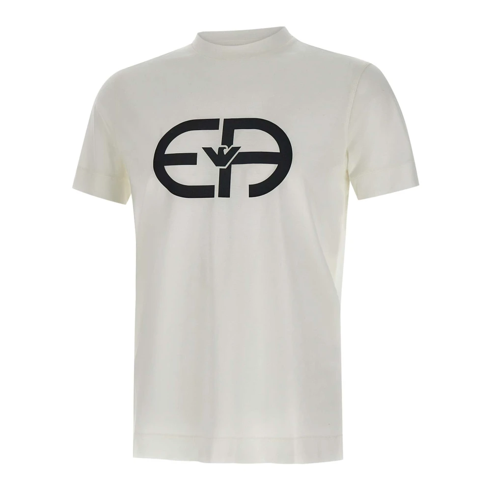 Emporio Armani Heren Logo Print Wit T-shirt White Heren