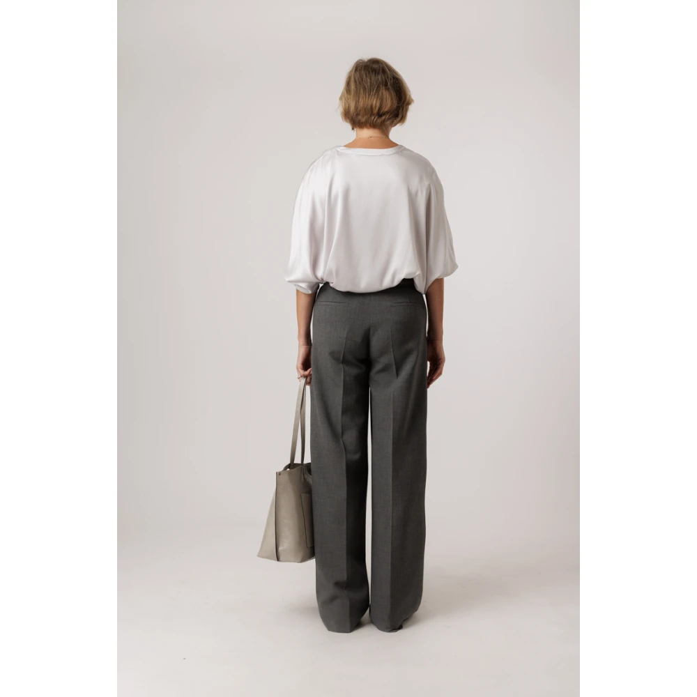 Seductive Grijze Hoge Taille Broek met Gouden Knopen Gray Dames