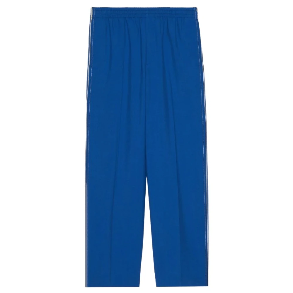 Gucci Logo-Patch Wide-Leg Broek Blue Heren