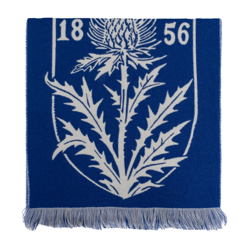 Burberry Unisex Blue Thistle Shield Wool Scarf
