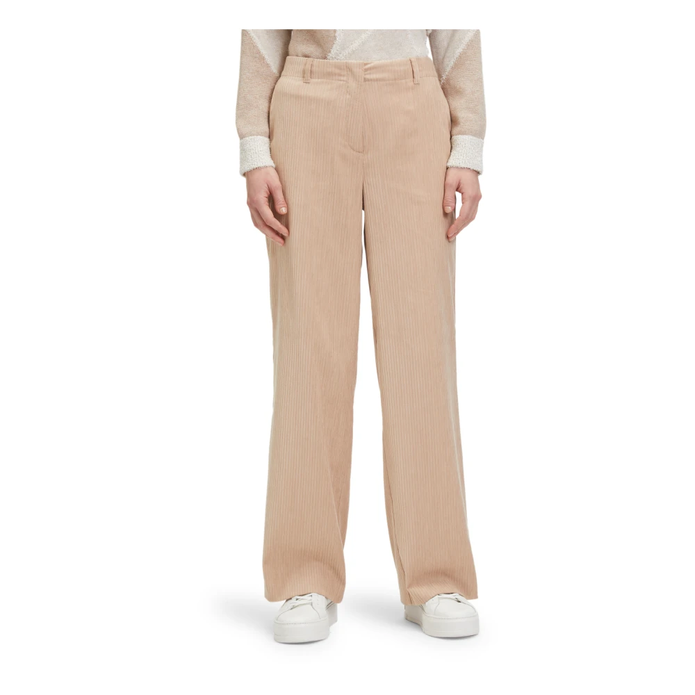 Betty & Co Gestreepte pantalon met zakken Beige Dames