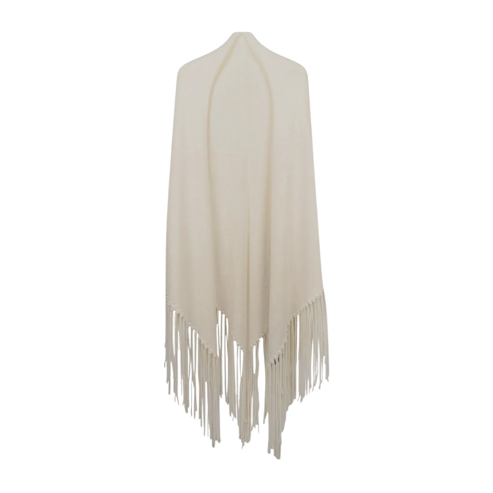 Malo Kasjmier Franje Poncho White Dames