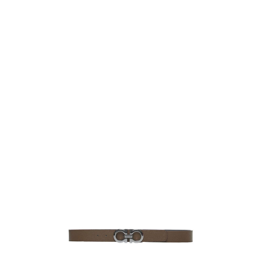 Ferragamo Uomo Marrone - Cintura Gancini Reversibile In Pelle - Accessories - 110 Cm