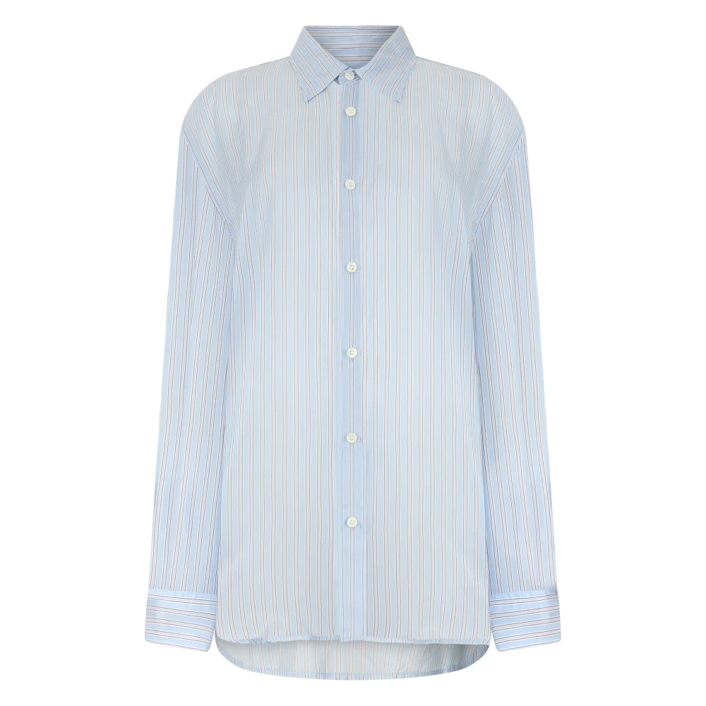 Dries Van Noten Men's Blue Casual Shirts, Xl, Croom Stripe Button-Up Shirt