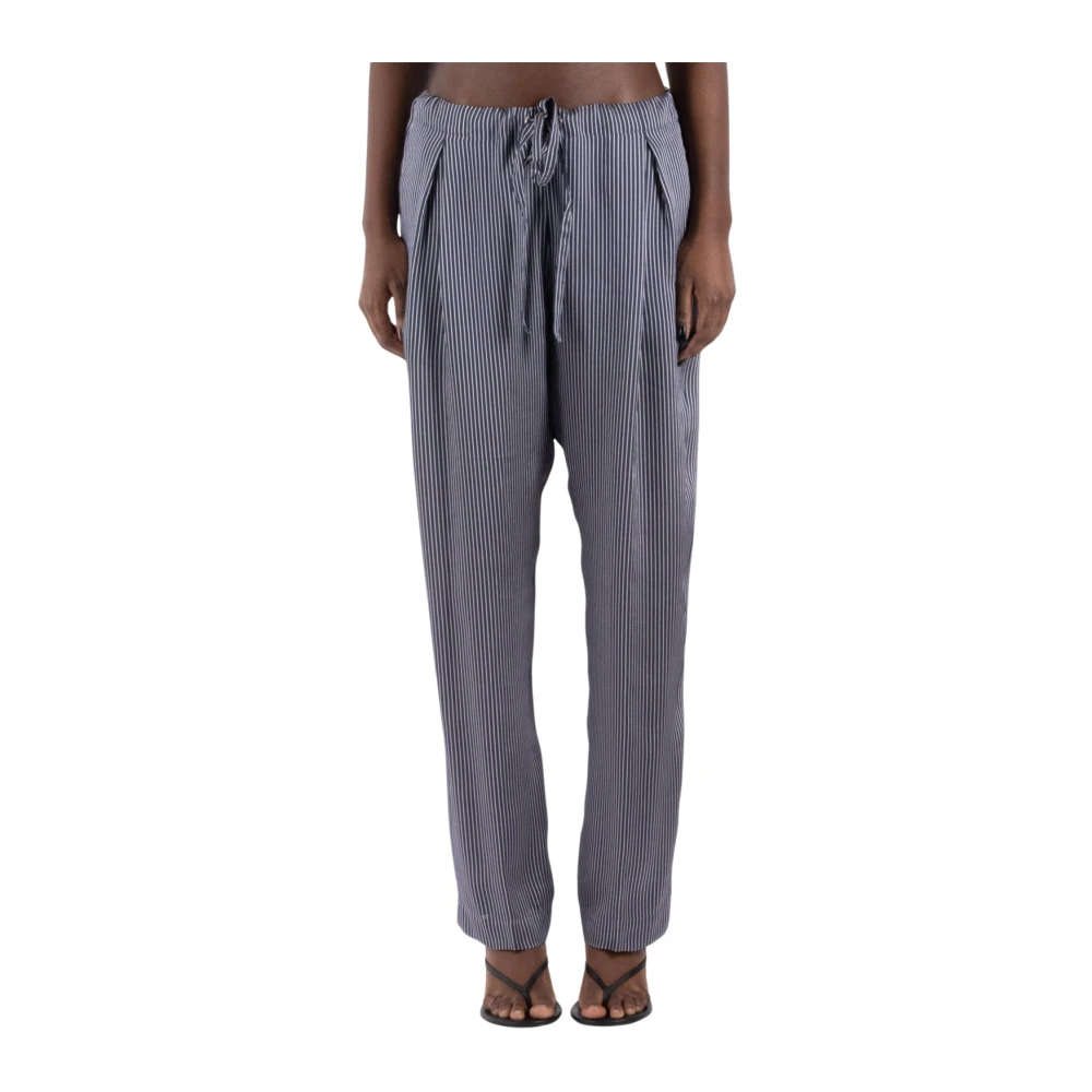 Khaite Navy Wit Gestreepte Broek Blue Dames