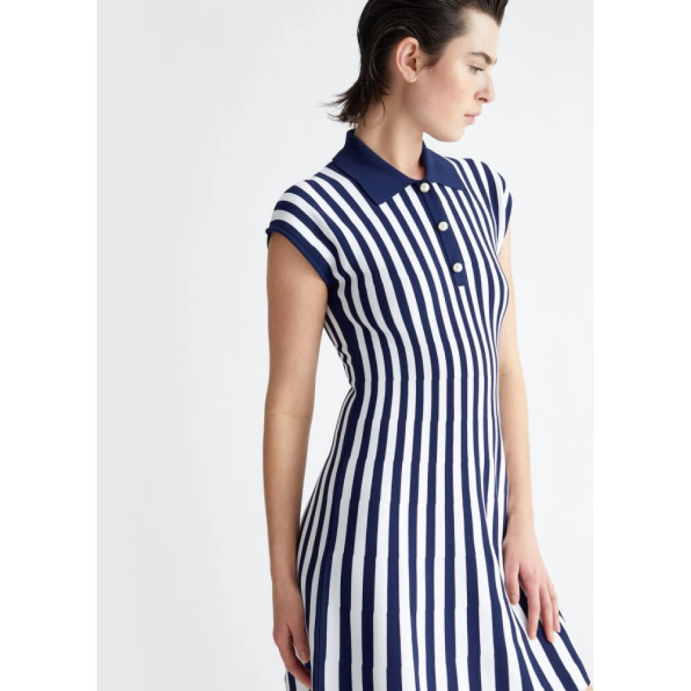 Liu Jo Gestreepte Wijdvallende Jurk Blue Dames