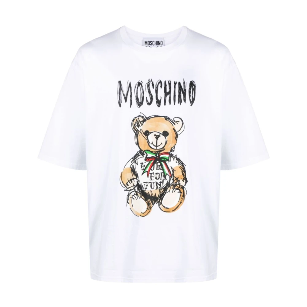 Moschino Witte T-shirts en Polos met Teddy Bear Logo White Heren
