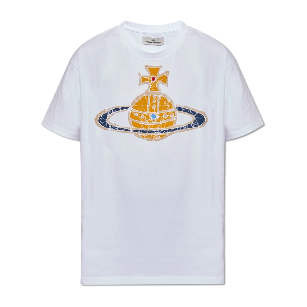 Vivienne Westwood Witte Katoenen T-shirts en Polos met Handtekening Orb Print White Heren