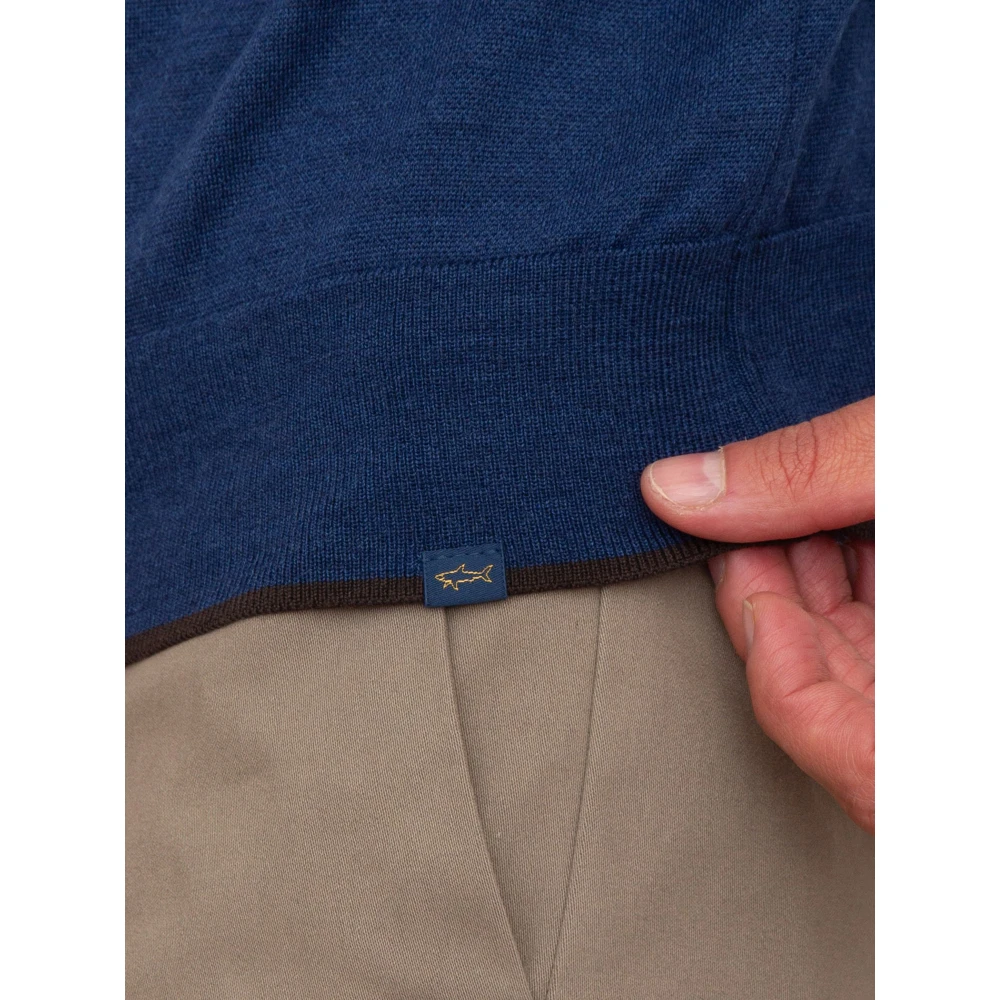 PAUL & SHARK Blauwe Wol Zip-Up Sweater Blue Heren