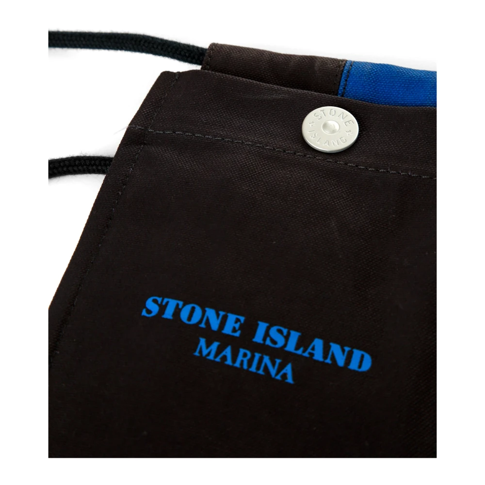 Stone Island Canvas Telefoon Tas met Verstelbare Band Blue Heren