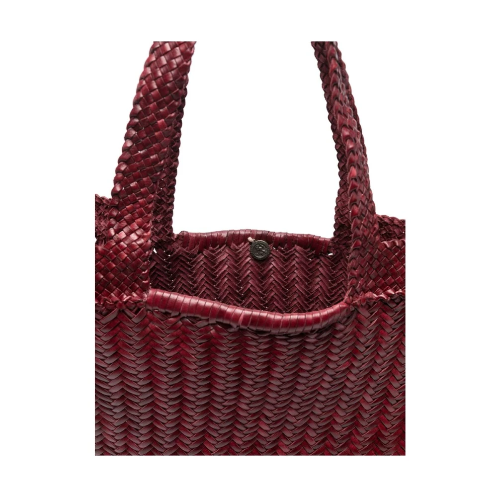 Dragon Diffusion Rode Leren Geweven Tote Tas Red Dames