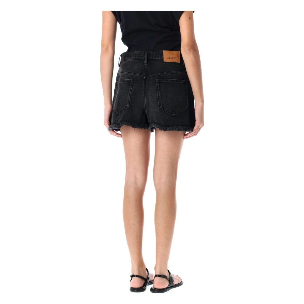 Isabel Marant Étoile Zwarte Denim Shorts Met Raffelrand Black Dames