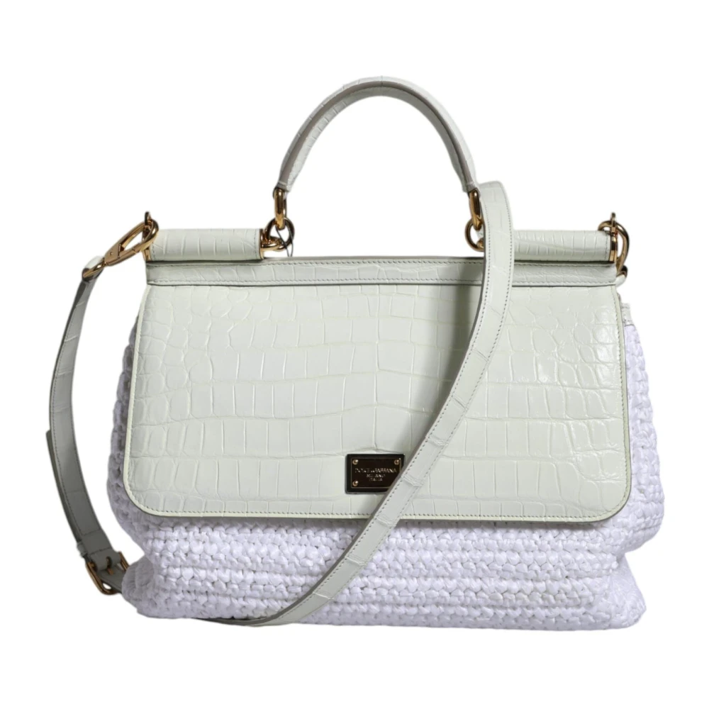 Dolce & Gabbana Women's White/Gold Leather Crossbody Bag With Hardware