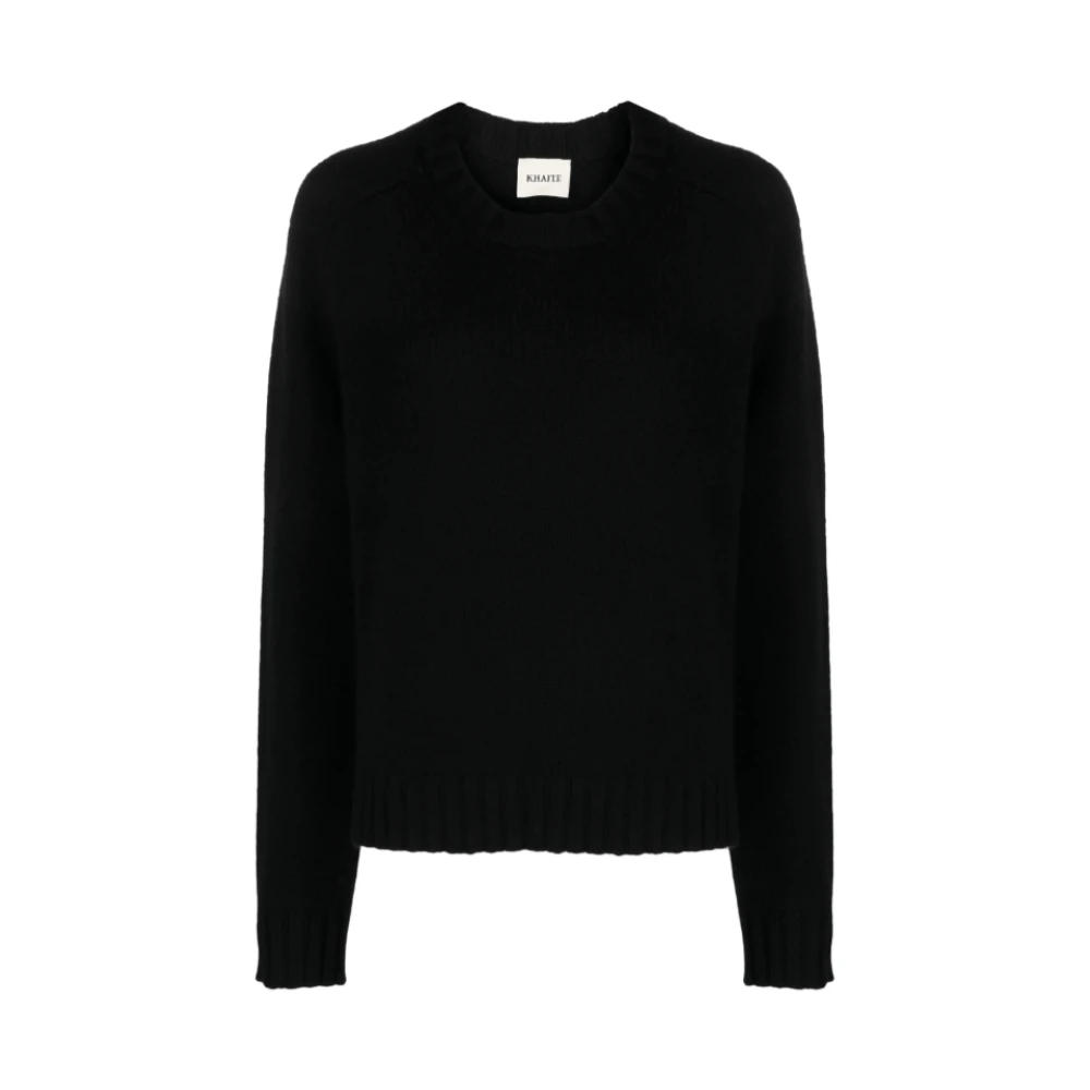Khaite Zwarte Cashmere Gebreide Crew Neck Jumper Black Dames