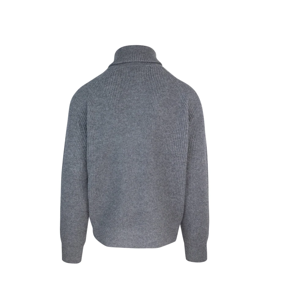 Maison Kitsuné Vos Geborduurde Merinowol Trui Gray Heren