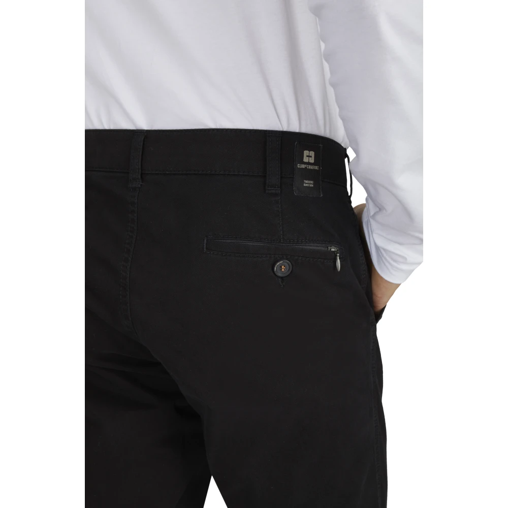 club of comfort Comfortabele platte voorkant broek met elastische tailleband en overhemd stopper Black Heren