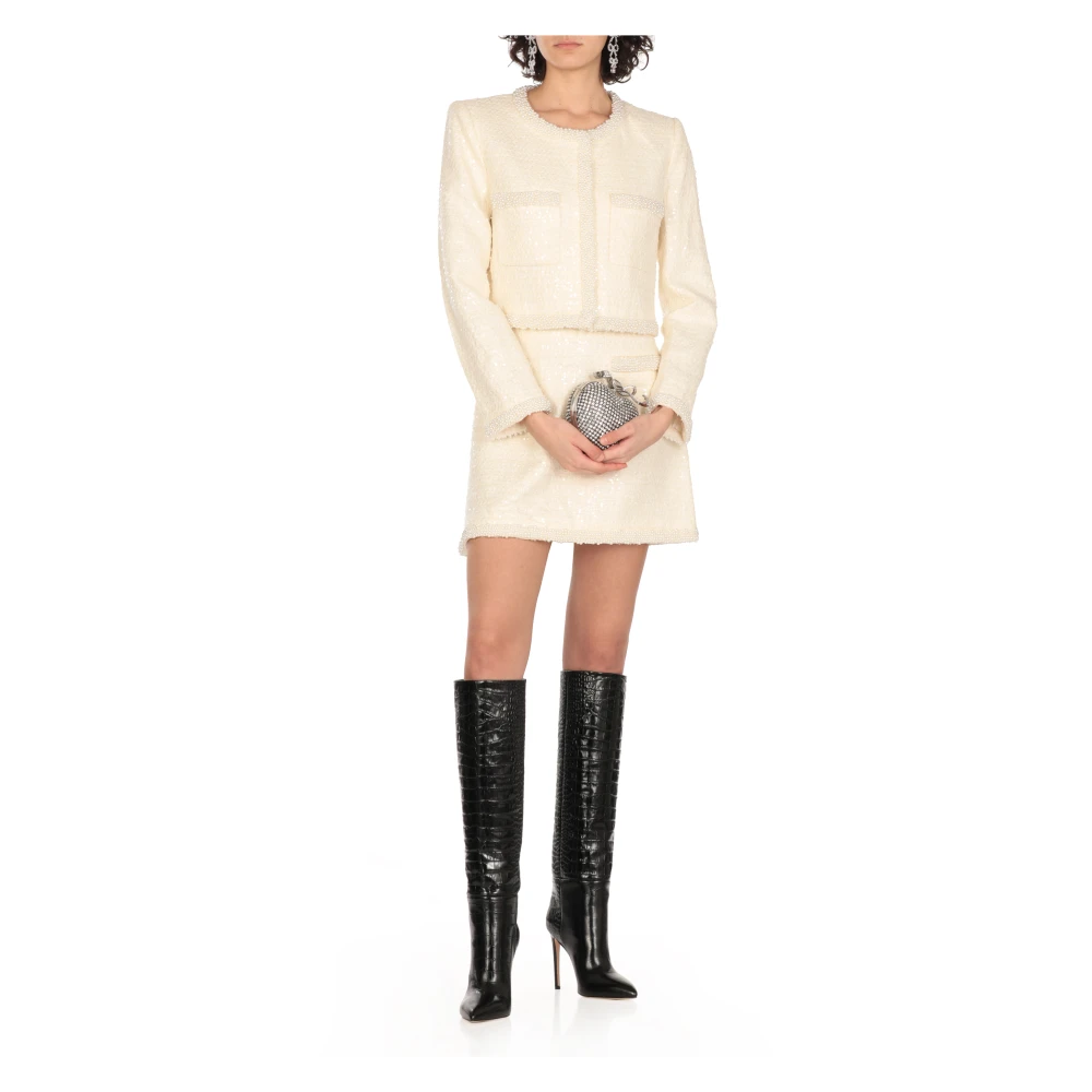 Self Portrait Ivoor Parel Zak Rok Beige Dames
