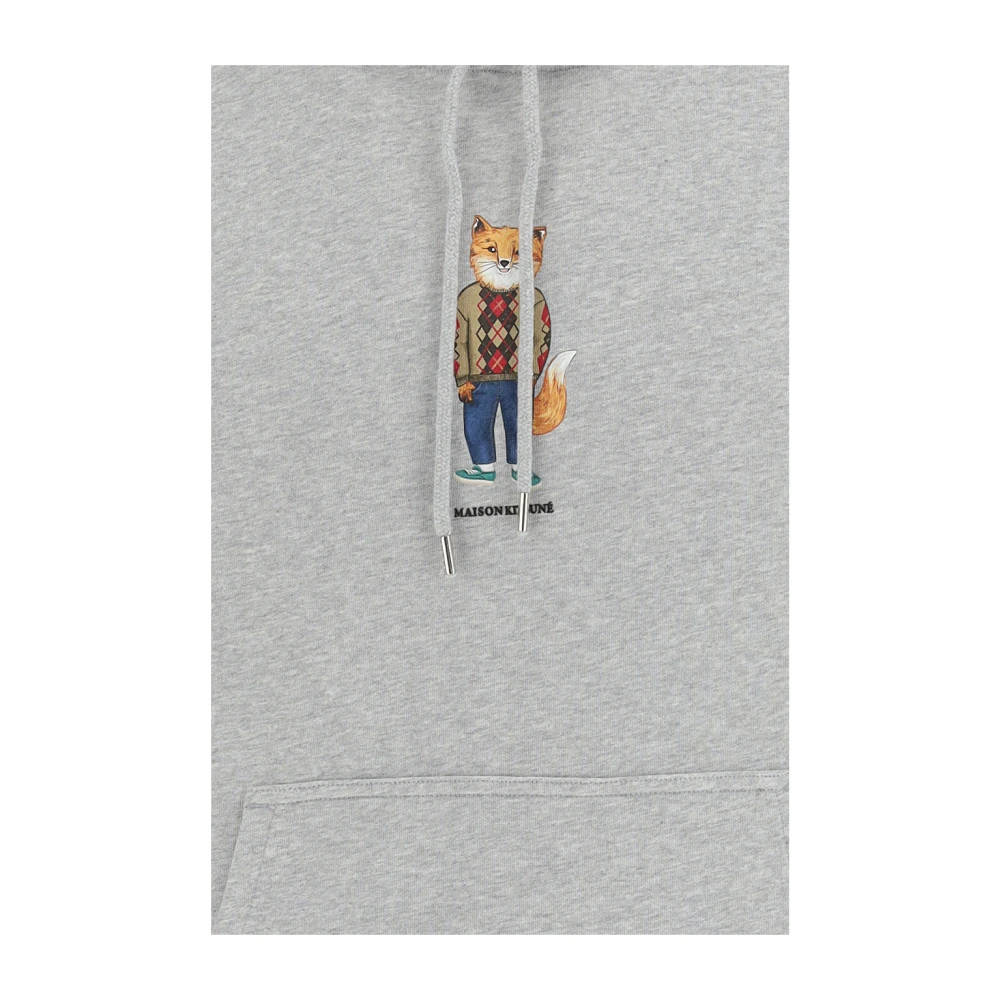 Maison Kitsuné Comfortabele hoodie met vossenkop-patch Gray Heren