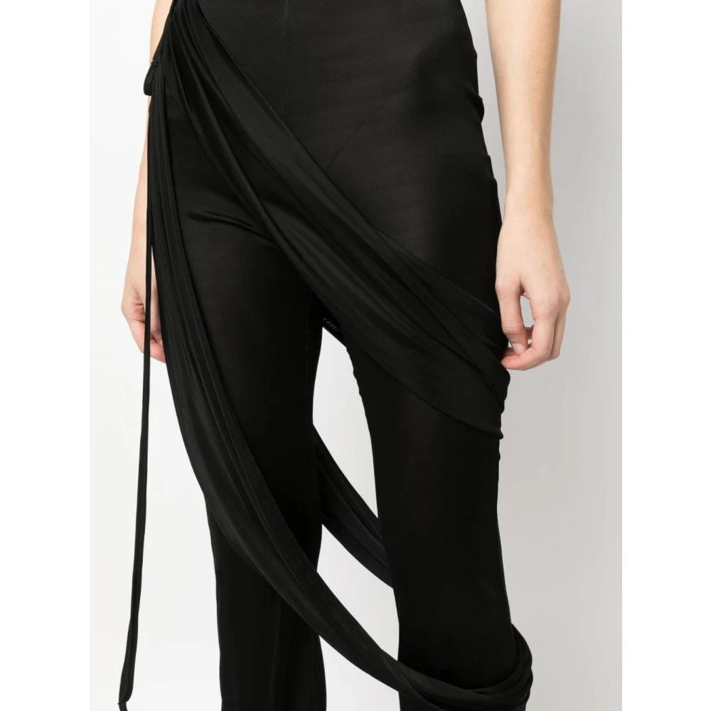 Andrea Adamo Zwarte Flare Broek met Gedrapeerde Zijbanden Black Dames