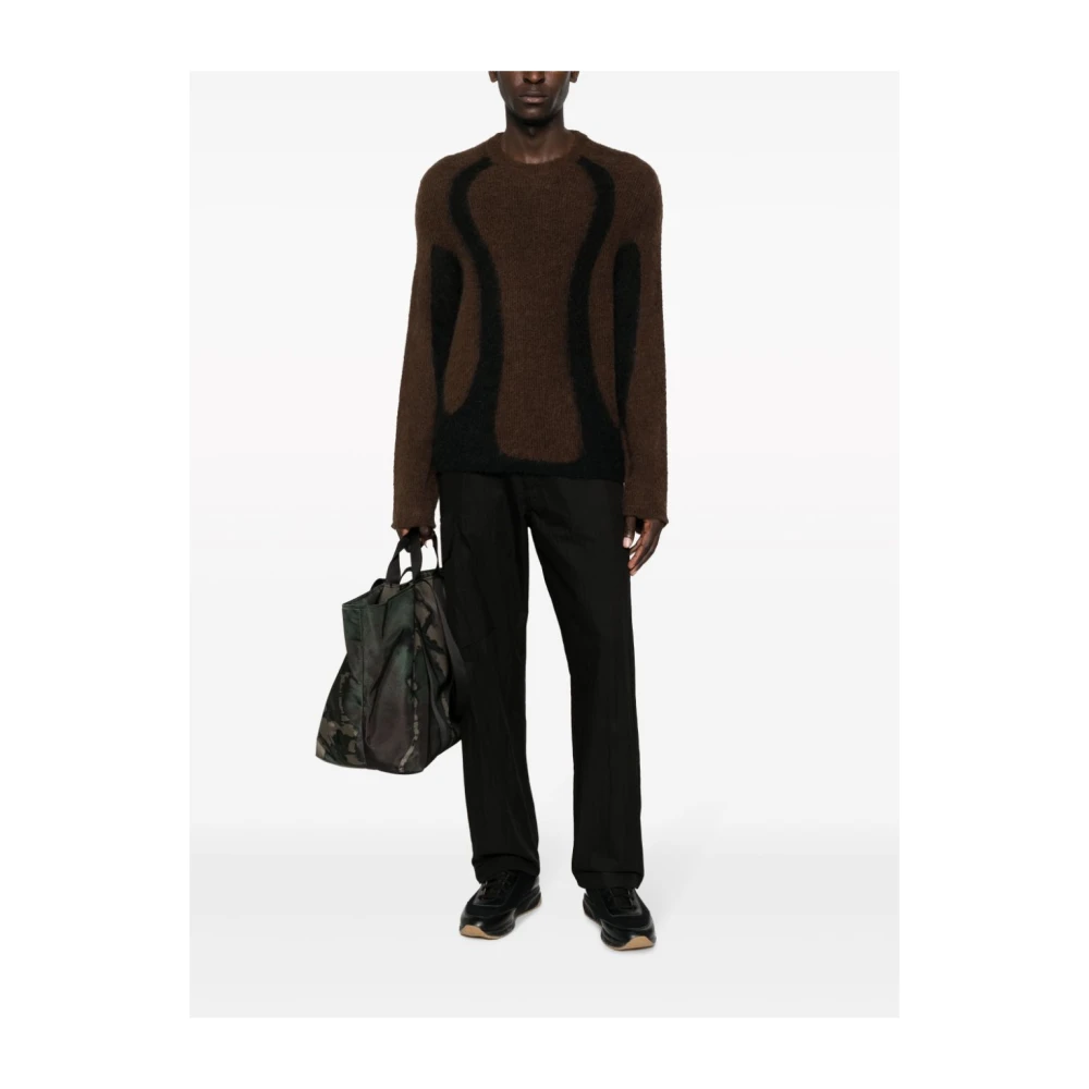 J.l-A.l Grafische Contrast Alpaca Pullover Sweater Brown Heren